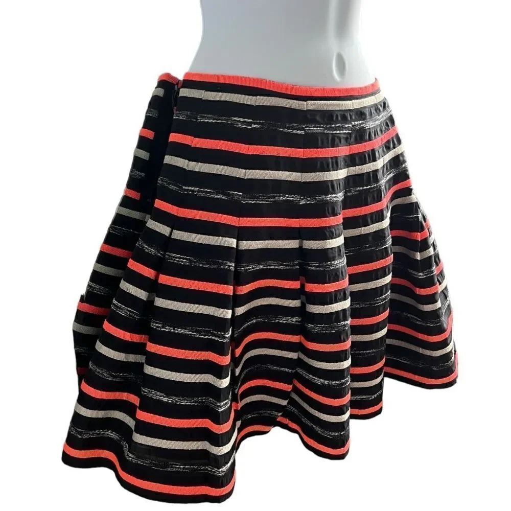 ANTHROPOLOGY Anthro HD in Paris Neon Ribboned Skater Skirt Size US 0